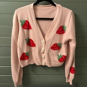 Cropped strawberry cardigan